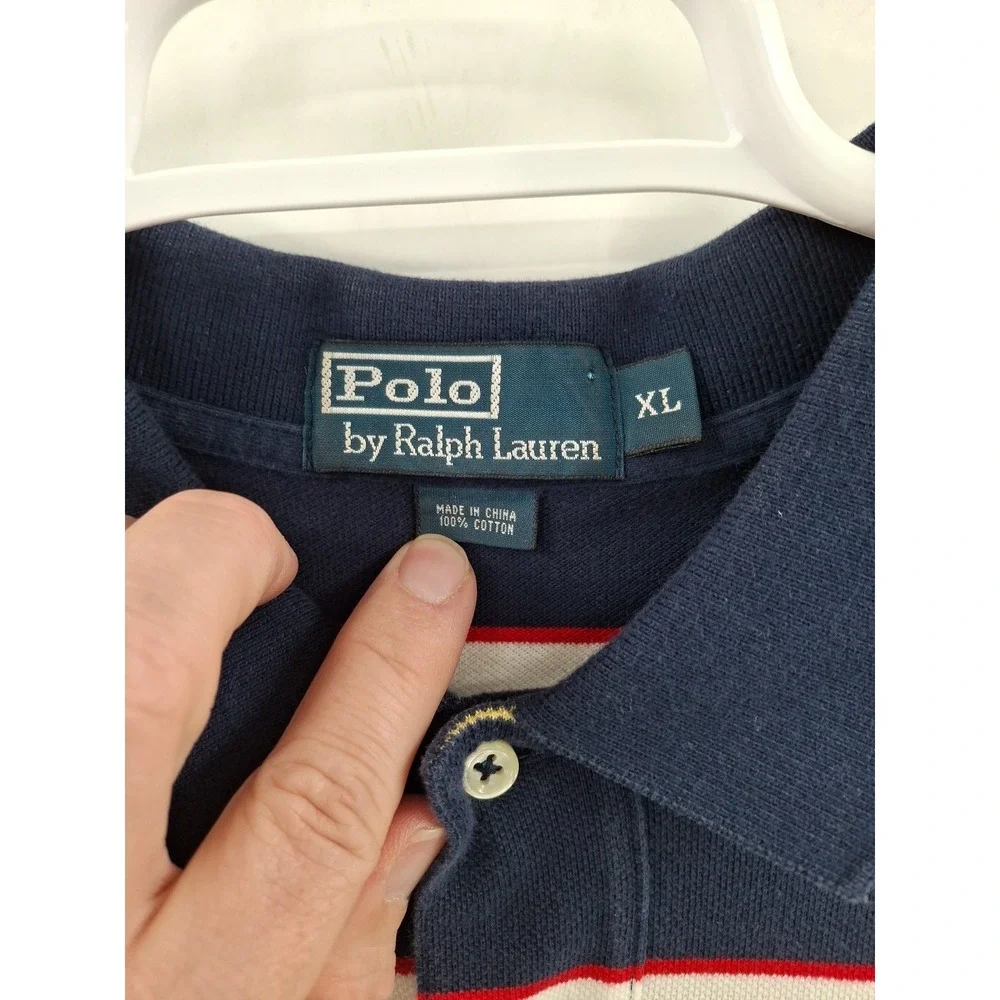 Polo Ralph‎ Lauren XL Striped Colorful Short Sleeve Polo Shirt Knit Cotton